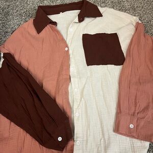 Color block button up